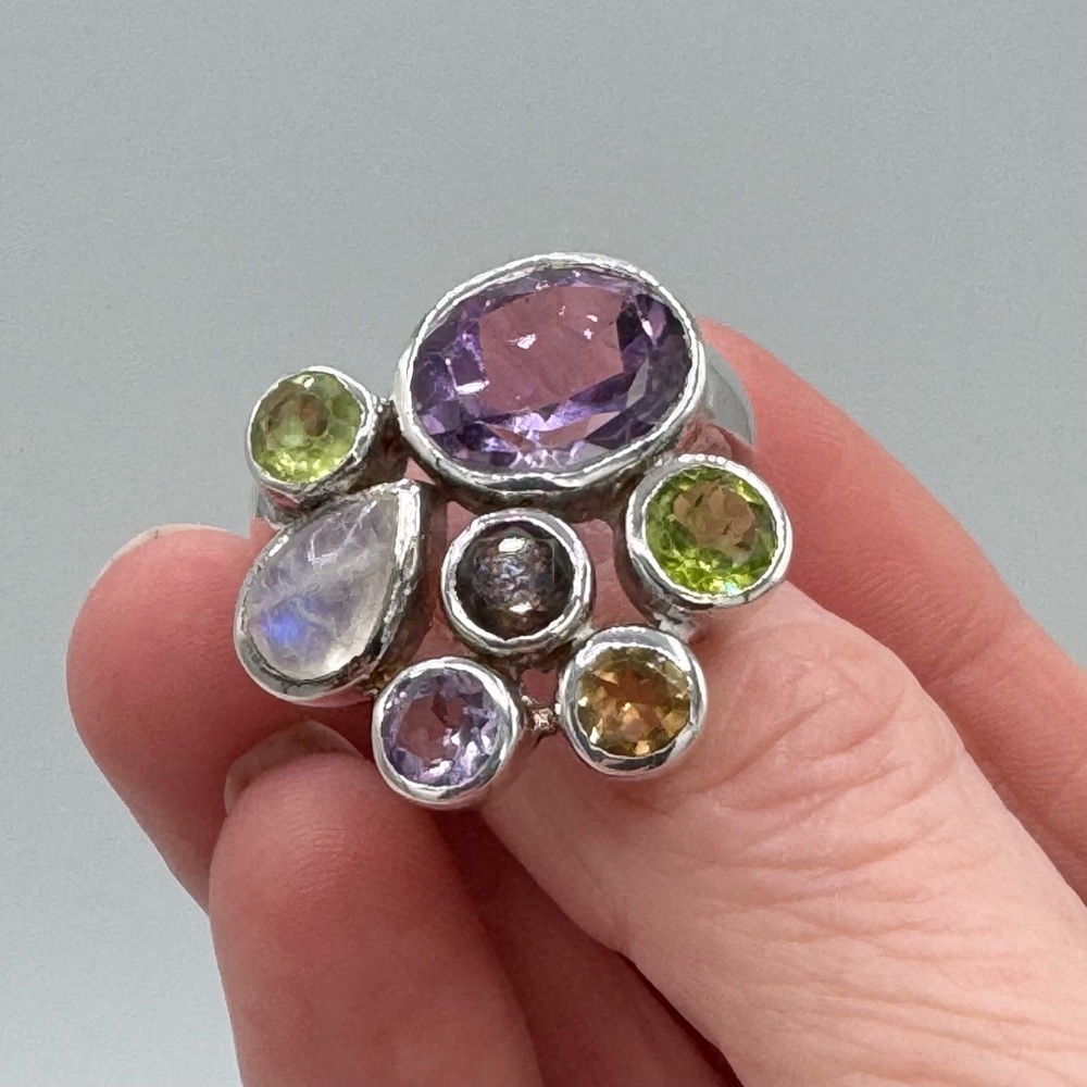 Sterling Silver Multi Gemstone Statement Ring. This a beauty. - Picture 4 of 5